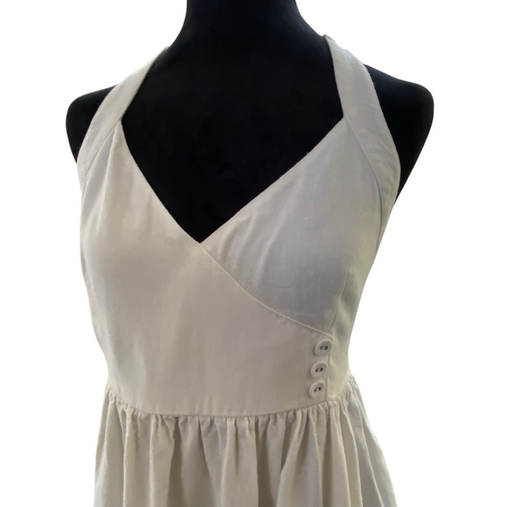 Urban Outfitters Marnie Halter Sweetheart Neckline White Linen Mini Dress SZ M - Picture 6 of 15